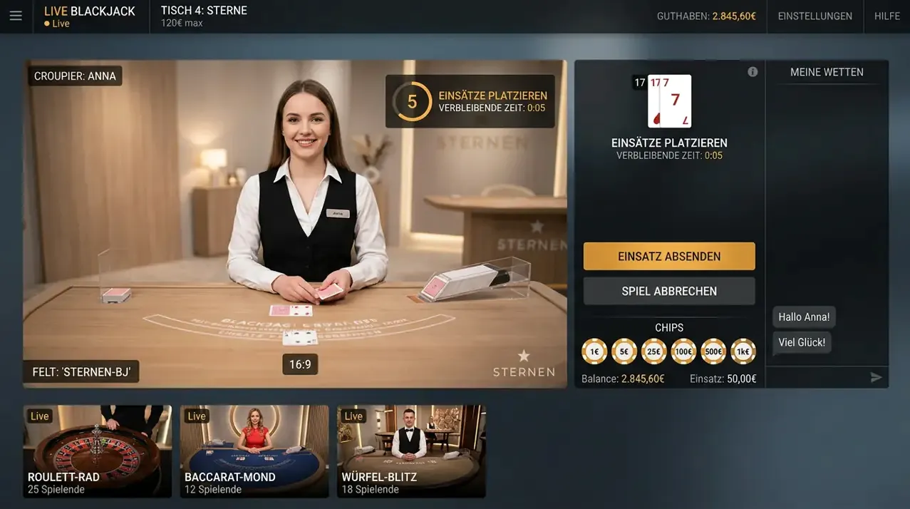 Live Casino — Auswahl bei Spinfest